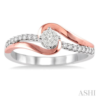 1/5 Ctw Lovebright Round Cut Diamond Ring in 14K White and Rose Gold