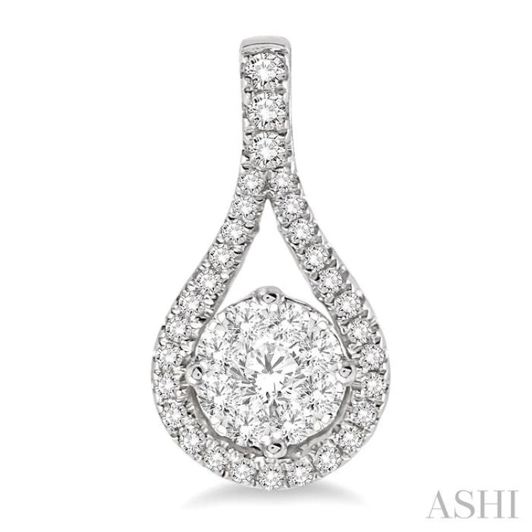 1/2 Ctw Lovebright Round Cut Diamond Earrings in 14K White Gold