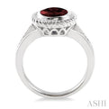 10x8 MM Oval Cut Garnet and 1/20 Ctw Single Cut Diamond Ring in Sterling Silver