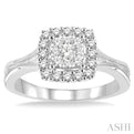 1/2 Ctw Square Shape Round Cut Diamond Lovebright Ring in 14K White Gold