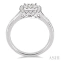 1/2 Ctw Square Shape Round Cut Diamond Lovebright Ring in 14K White Gold