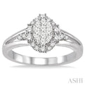 1/2 Ctw Oval Shape Round Cut Diamond Lovebright Ring in 14K White Gold