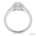 1/2 Ctw Oval Shape Round Cut Diamond Lovebright Ring in 14K White Gold