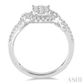 5/8 Ctw Oval Shape Round Cut Diamond Lovebright Ring in 14K White Gold