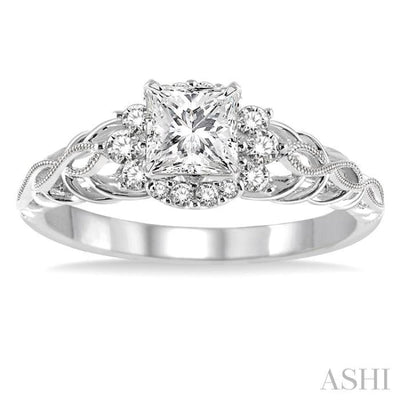 1/5 Ctw Diamond Semi-mount Engagement Ring in 14K White Gold