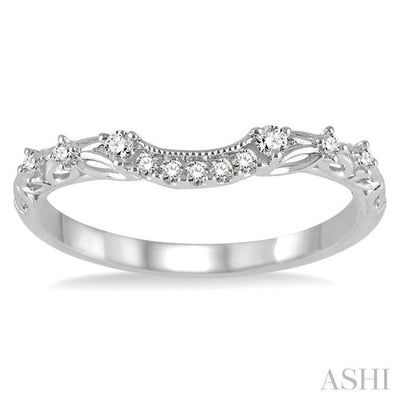1/10 Ctw Round Cut Diamond Wedding Band in 14K White Gold
