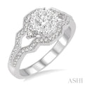 1/2 Ctw Round Cut Diamond Lovebright Ring in 14K White Gold