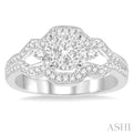 1/2 Ctw Round Cut Diamond Lovebright Ring in 14K White Gold