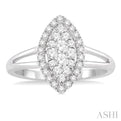 1/2 Ctw Lovebright Round Cut Diamond Fashion Ring 14K White Gold