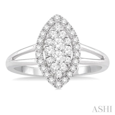 1/2 Ctw Lovebright Round Cut Diamond Fashion Ring 14K White Gold