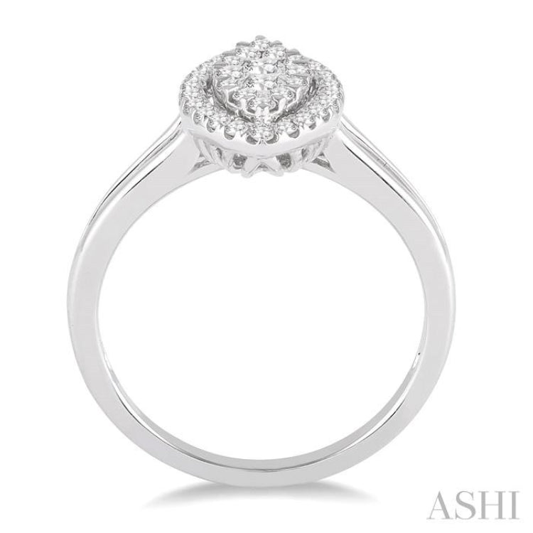1/2 Ctw Lovebright Round Cut Diamond Fashion Ring 14K White Gold