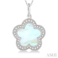 9MM Fancy Shell and 1/8 Ctw Single Cut Diamond Pendant in 14K White Gold with Chain