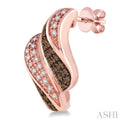 1/4 Ctw Single Cut White and Champagne Brown Diamond Earrings in 14K Rose Gold