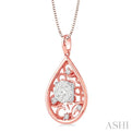 1/4 Ctw Round Cut Diamond Lovebright Pendant in 14K Rose and White Gold with Chain