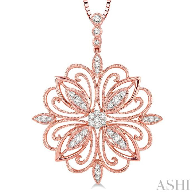 3/8 Ctw Round Cut Diamond Pendant in 14K Rose Gold with Chain