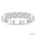 1 Ctw Princess Cut Diamond Wedding Band in 14K White Gold