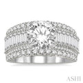 2 1/4 Ctw Diamond Semi-mount Engagement Ring in 14K White Gold