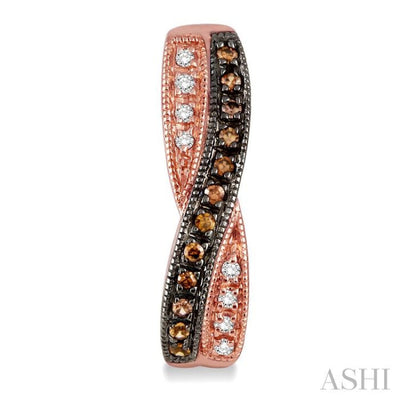 1/4 Ctw White and Champagne Brown Single Cut Diamond Earrings in 14K Rose Gold