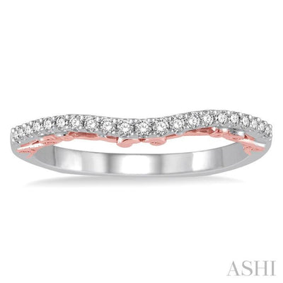 1/6 Ctw Round Cut Diamond Wedding Band in 14K White and Rose Gold