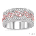 1/3 Ctw Round Cut Diamond Wide Band in 14K White and Rose Gold