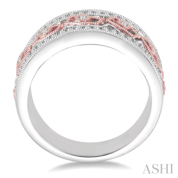 1/3 Ctw Round Cut Diamond Wide Band in 14K White and Rose Gold