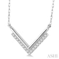 1/5 Ctw 'V' Shape Diamond Pendant in 14K White Gold with Chain