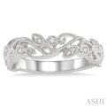 1/10 Ctw Round Cut Diamond Leaf Ring in 14K White Gold