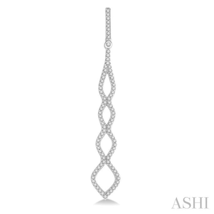 3/4 Ctw Round Cut Diamond Long Earrings in 14K White Gold