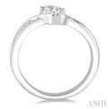 1/4 Ctw Cross Over Embraced Center Round Cut Diamond 2Stone Ring in 14K White Gold
