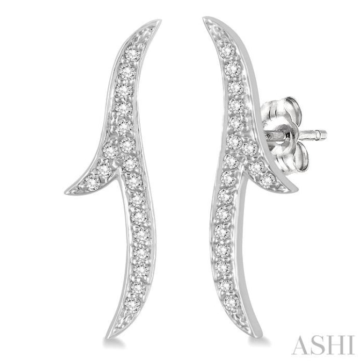 1/5 Ctw Leafy Climbers Round Cut Diamond Earrings in 14K White Gold