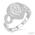 5/8 Ctw Round Cut Diamond Pear Shape Lovebright Ring in 14K White Gold