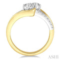 1/2 Ctw Two Tone Curvy Interlocked Round Cut Diamond 2Stone Ring in 14K Yellow and White Gold