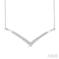 1/3 Ctw V-Drop Round Cut Diamond Pendant With Box Chain in 14K White Gold