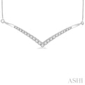 1/3 Ctw V-Drop Round Cut Diamond Pendant With Box Chain in 14K White Gold