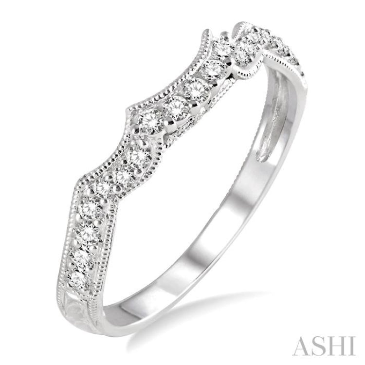 1/5 Ctw Round Cut Diamond Wedding Band in 14K White Gold