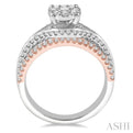 1 1/10 Ctw Round Diamond Lovebright Solitaire Style Engagement Ring in 14K White and Rose Gold