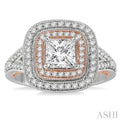 1/2 Ctw Semi-Mount Split Shank Round Cut Diamond Engagement Ring in 14K White and Rose Gold