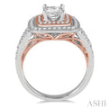 1/2 Ctw Semi-Mount Split Shank Round Cut Diamond Engagement Ring in 14K White and Rose Gold