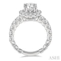 1 1/2 Ctw Diamond Semi-Mount Round Halo Engagement Ring in 14K White Gold