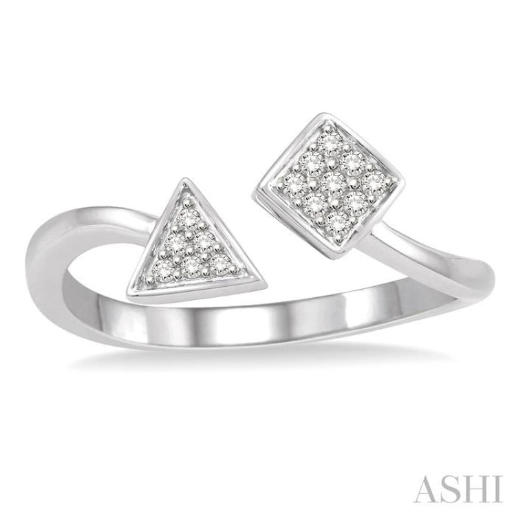 1/10 Ctw Geometric Open Ended Round Cut Diamond Ladies Ring in 10K White Gold