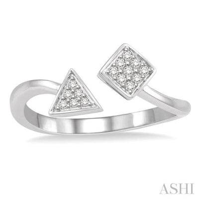 1/10 Ctw Geometric Open Ended Round Cut Diamond Ladies Ring in 10K White Gold