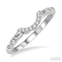 1/10 Ctw Vintage Inspired Round Diamond Wedding Band in 14K White Gold