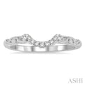 1/10 Ctw Vintage Inspired Round Diamond Wedding Band in 14K White Gold