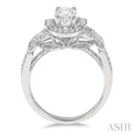3/8 Ctw Round Diamond Oval Halo Semi-Mount Engagement Ring in 14K White Gold