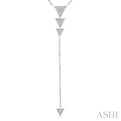 1/8 Ctw Quattro Triangle Round Cut Diamond Y-Necklace in 10K White Gold