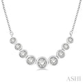 1/3 Ctw Circular Mounts Round Cut Diamond Necklace in 14K White Gold