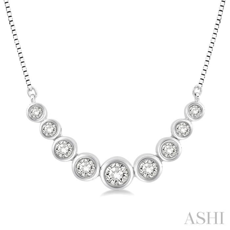 1/3 Ctw Circular Mounts Round Cut Diamond Necklace in 14K White Gold