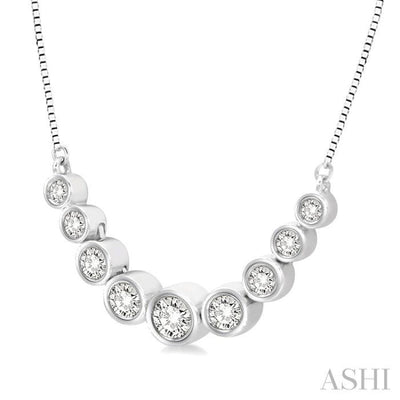 1/3 Ctw Circular Mounts Round Cut Diamond Necklace in 14K White Gold