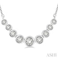 1/3 Ctw Circular Mounts Round Cut Diamond Necklace in 14K White Gold