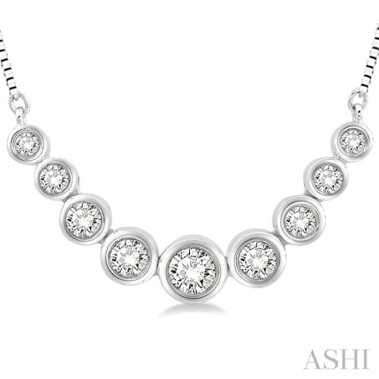 1/3 Ctw Circular Mounts Round Cut Diamond Necklace in 14K White Gold